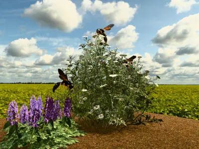Stylized Wasp and Flowers 3D Pack Rigged Animated Game Ready Low-poly 3D model