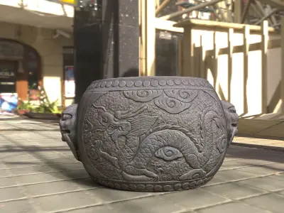 Chinese Stone Drum Low-poly 3D model