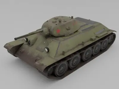  T34-76 1941 Medium Tank  Low-poly 3D model