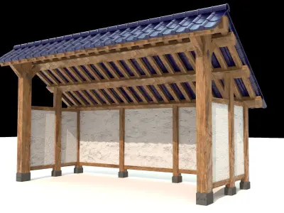open shed with plaster wall Low-poly 3D model