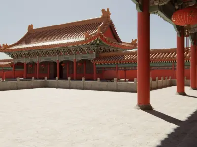 Asian Modular Temple Low-poly 3D model