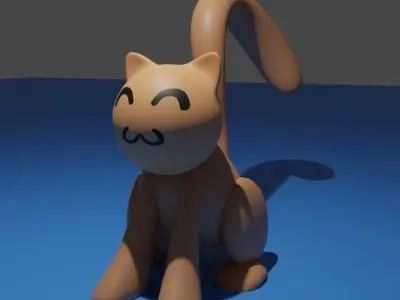 Cute Stylized Toon Cat Low-poly 3D model