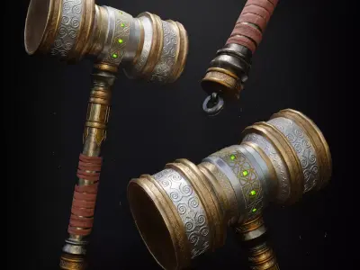Legendary hammer Low-poly 3D model