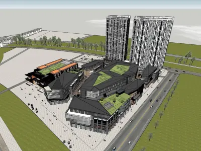 commercial zone Low-poly 3D model