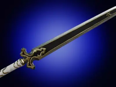 Weapon fantasy anime longsword sword Low-poly 3D model