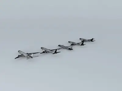 Four commercial aircraft's  Free 3D model