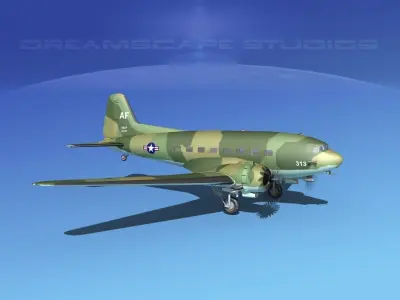 Douglas C-47 Dakota USAF V04 3D model