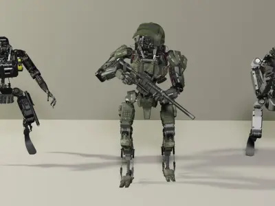 Humanoid Army and Police Robot Free 3D model