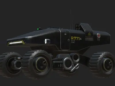 Mars Rover Black Transporter Source Files Attached 8K Textures Low-poly 3D model