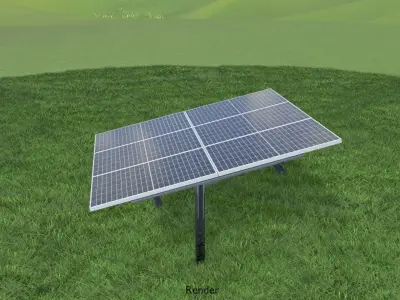 Agricultural photovoltaic solar-power-system with animation 4m Low-poly 3D model