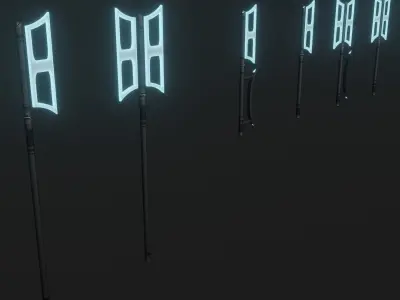 Sci-fi spears and swords collection pack Low-poly 3D model