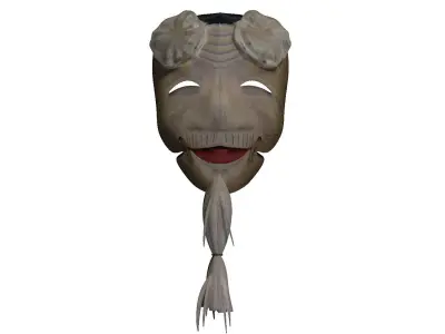 Okima Noh Mask Japanese haku Authentic Head Face Japan Armour  Low-poly 3D model