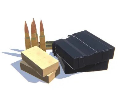 50BMG Ammo Pack Low-poly 3D model