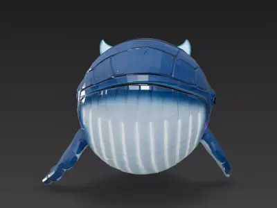 Cartoon Cyberpunk Whale Low-poly 3D model