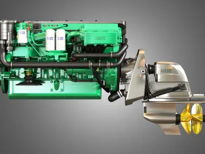 Penta D6-330 Engine - 6 Cylinder Marine Engine 3D model