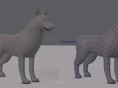 Dog base for game Low-poly 3D model