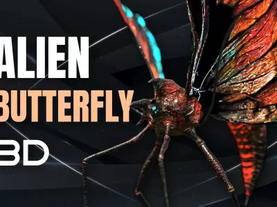 Alien Butterfly Insect Low-poly 3D model