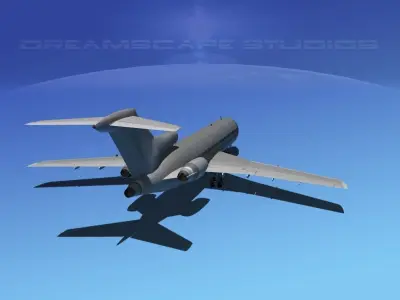 Boeing 727-200 Bare Metal 3D model