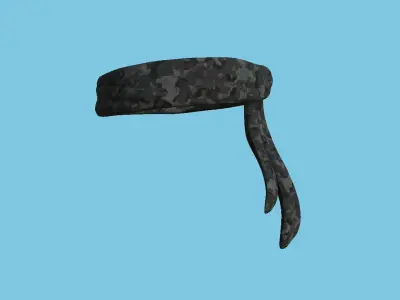 Black Multicam Camouflage Bandana - Military Character Design Low-poly 3D model
