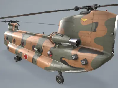 CH-47J Chinook JGSDF Complex Animation Low-poly 3D model
