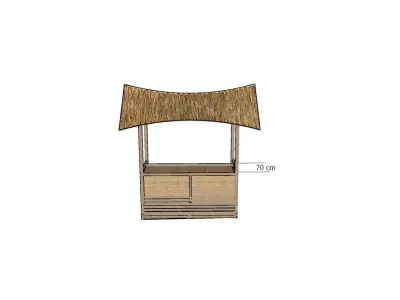Bamboo Booth with Thatched Roof Traditional 3D Model Free 3D print model