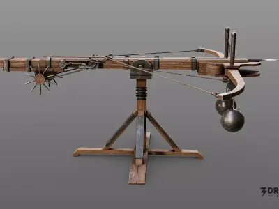 Medieval Ballista - Realistic Siege Weapon Low-poly 3D model
