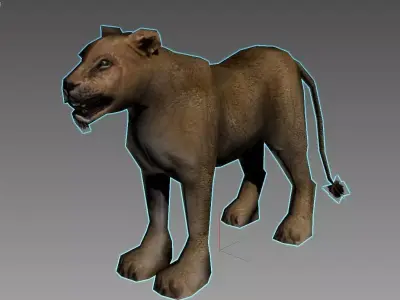 Lioness lion Low-poly 3D model