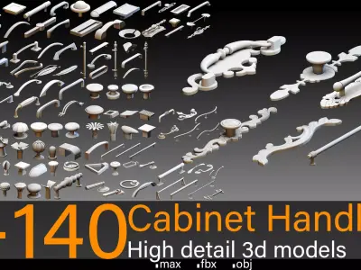 140 Cabinet Handles- High detail 3d models 3D model
