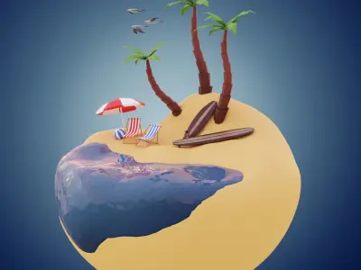 Low-poly scene - Surfland Low-poly 3D model