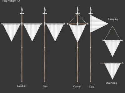 Medieval Elegant Decoration Flags and Banners Low-poly 3D model