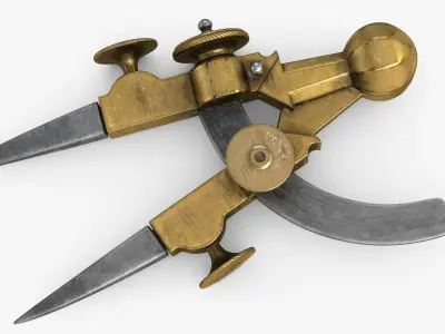 Vintage Dividers Drafting Compass 3D model