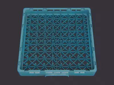Blue plastic bar and kitchen dish rack Low-poly 3D model