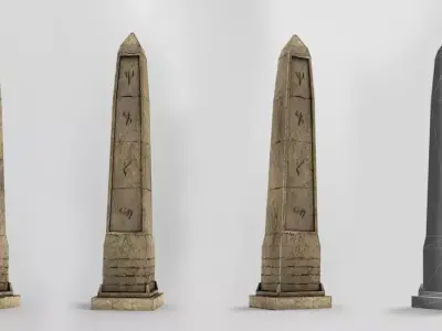 Obelisk three different obelisks Low-poly 3D model