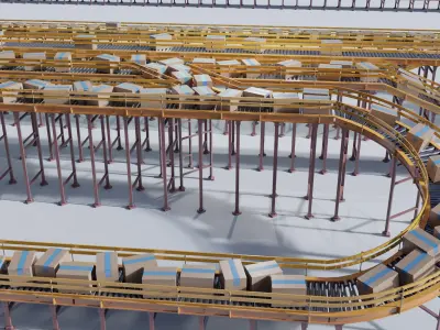 Conveyor Belt Scene and Constructor Low-poly 3D model