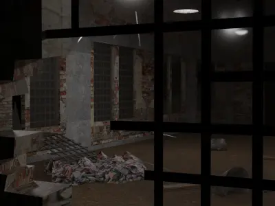 Abandoned Old hangar Low-poly 3D model