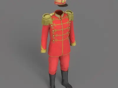 Vintage Military Uniform Red Game Ready Low-poly 3D model