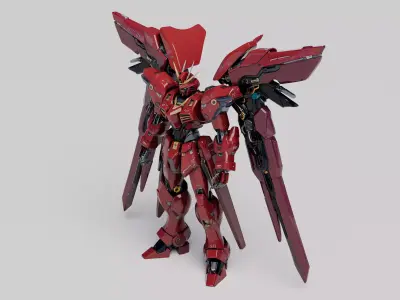 Sci-Fi Futuristic Red Robot Warrior Bundle with PBR Textures 3D model
