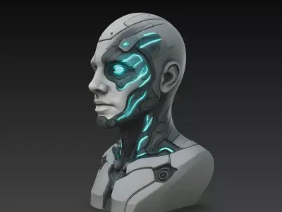 Cybernetic Android Bust STL Sci Fi Robot 3D print model