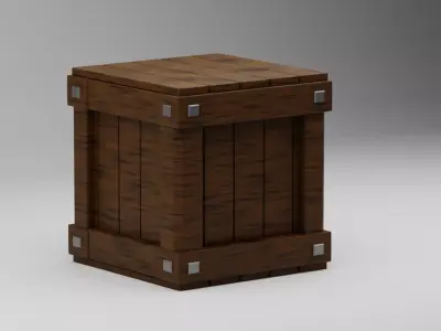 Low Poly Wooden Crate 3D model