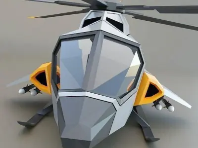 Lowpoly generic military helicopter Low-poly 3D model