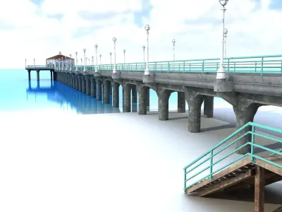 Manhattan Beach Pier Low-poly 3D model