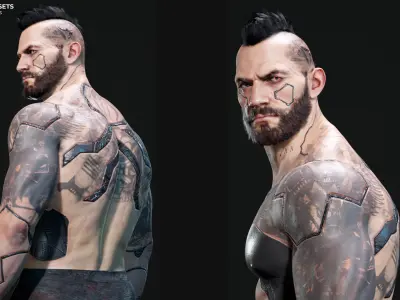 Base Male and Sci-fi Game Character Starter Low-poly 3D model