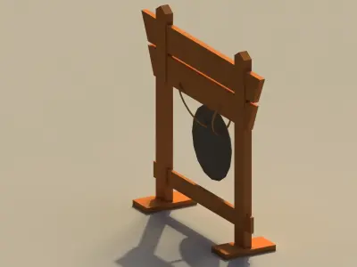 Low Poly Japanese Gong Low-poly 3D model