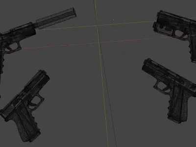 detail low poly weapon pack shotgun sniper m4 g19 dEgle Low-poly 3D model