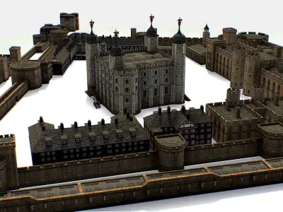 Fortress of the Tower of London historic castle 3d model Low-poly 3D model