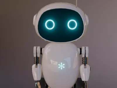 Cute Futuristic Service Robot -Friendly Sci-Fi Assistant Low-poly 3D model