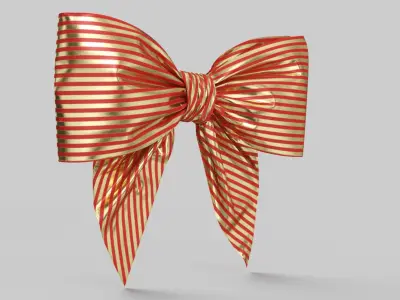 Low Poly Red Gold Bow 06 3D model