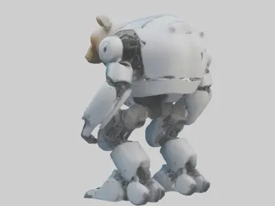 Robot version of a bear model Low-poly 3D model