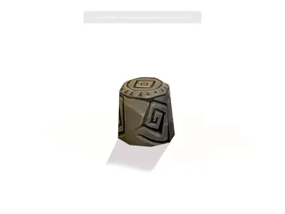 Handpaint Cartoon Stone Memorial Totem Symbol Low-poly 3D model