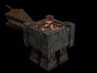 Bellows and Oven Game Ready Low Poly 3D Model  Low-poly 3D model